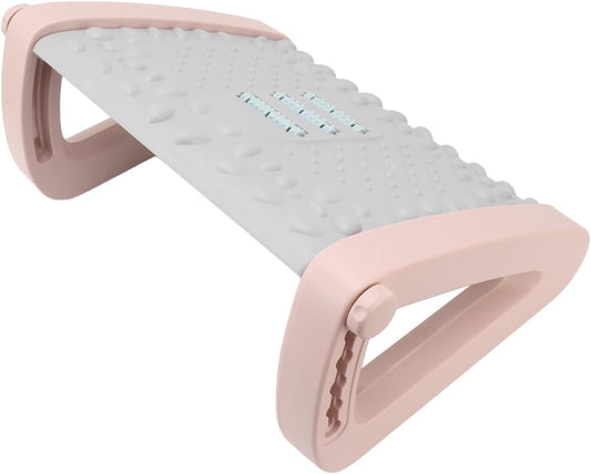 Ergonomic Foot Rest Under Desk, 6 Height Adjustable Footstool with Massage Roller – Office Chair Footrest for Home, Pink