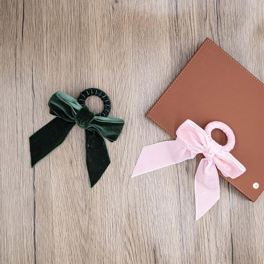 Bow Napkin Rings, 6Pcs Pink Ribbon Candlesticks Decorative Napkin Buckles for Christmas Holiday Dinner Wedding Party Table Decor
