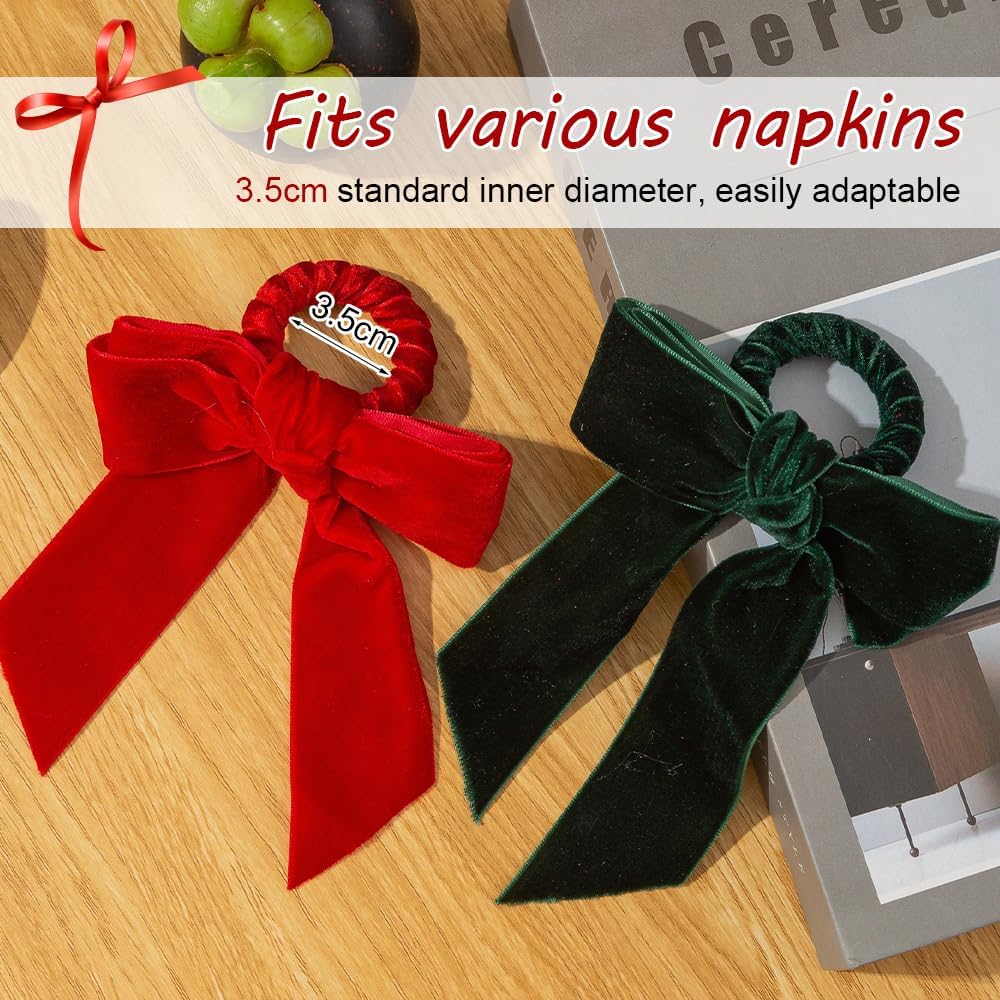 Bow Napkin Rings, 6Pcs Pink Ribbon Candlesticks Decorative Napkin Buckles for Christmas Holiday Dinner Wedding Party Table Decor