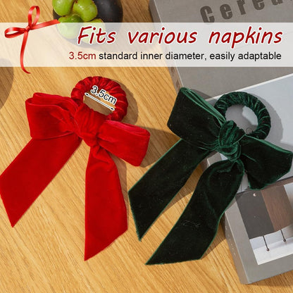 Bow Napkin Rings, 6Pcs Pink Ribbon Candlesticks Decorative Napkin Buckles for Christmas Holiday Dinner Wedding Party Table Decor