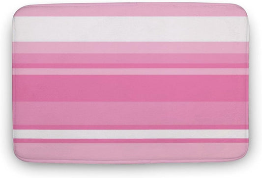 Pink Striped Pattern Bath Mat Rug 24x16, Ultra Soft Bathroom Rug, Non Slip and Absorbent Bath Rug Carpet for Bathroom Floor, Tub and Shower