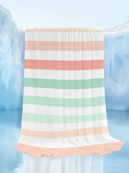 Cooling Throw Blanket for Hot Sleepers, Peach Pink Green Ombre Lightweight Breathable Summer Blanket, Farmhouse Stripe Modern Double-Side Cool Throw Blankets for Sleeping Travel, 30"x40"