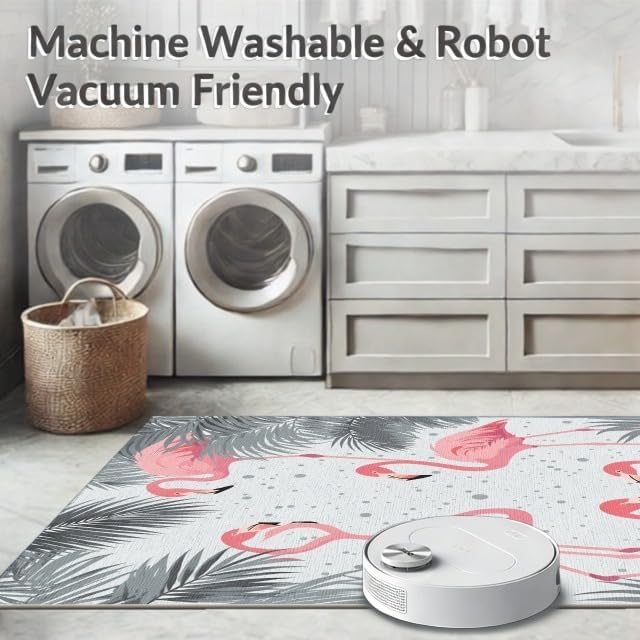 Design&I 4'x6' Machine Wash Ready Modern Palm Tree Area Rug, Light Grey for Home Office, Gaming Room, Under Desk, Chair-Friendly & Snag-Free Skid-Resistant Medium Carpet | 2088597