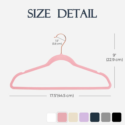 HOUSE DAY Pink Velvet Hangers 100 Pack, Premium Non-Slip Felt Clothes Hangers, Sturdy Heavy Duty Coat, Durable Hanger for Suits, Space Saving with No Hanger Mark, 360° Swivel Rotating Rose Gold Hook