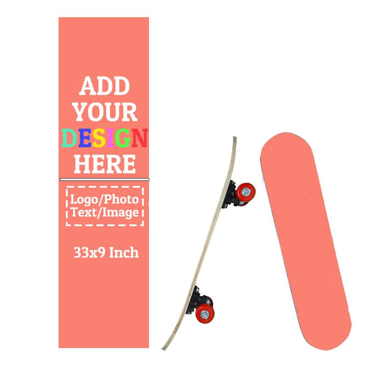 Customize Skateboard Grip Tape 33x9 Inch Add Your Photo Text Logo Personalized Non Slip Skateboard Tape Custom Waterproof Scooter Stickers, Salmon