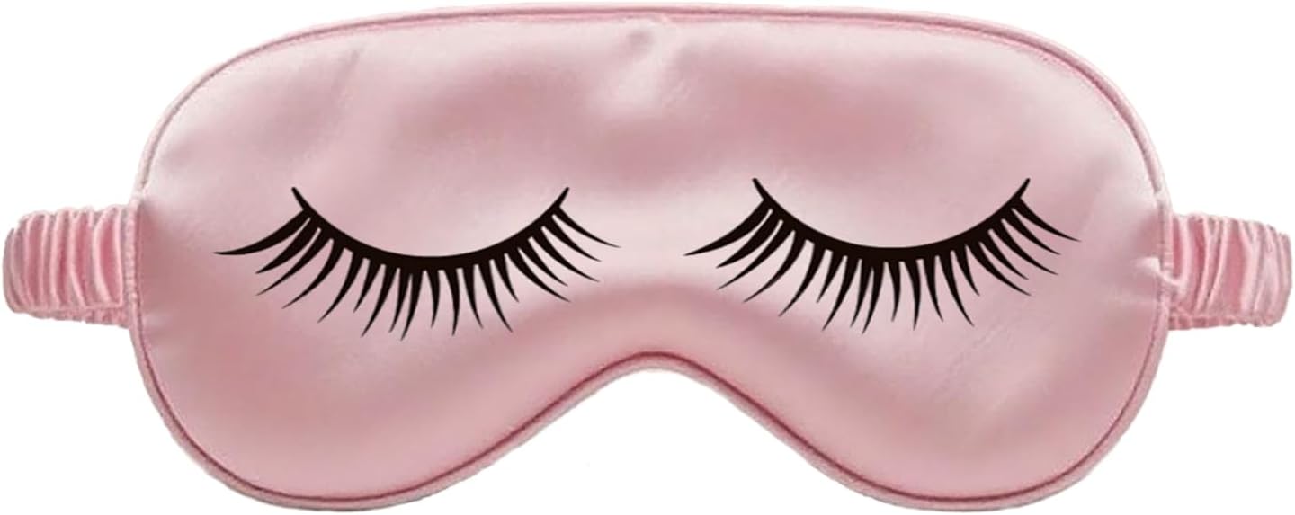 Mulberry Natural Silk Sleep Mask for Kids with Adjustable Elastic Strap, Super Cute Sleeping Eye Mask for Children, Size S, (Pink with Eyelashes)