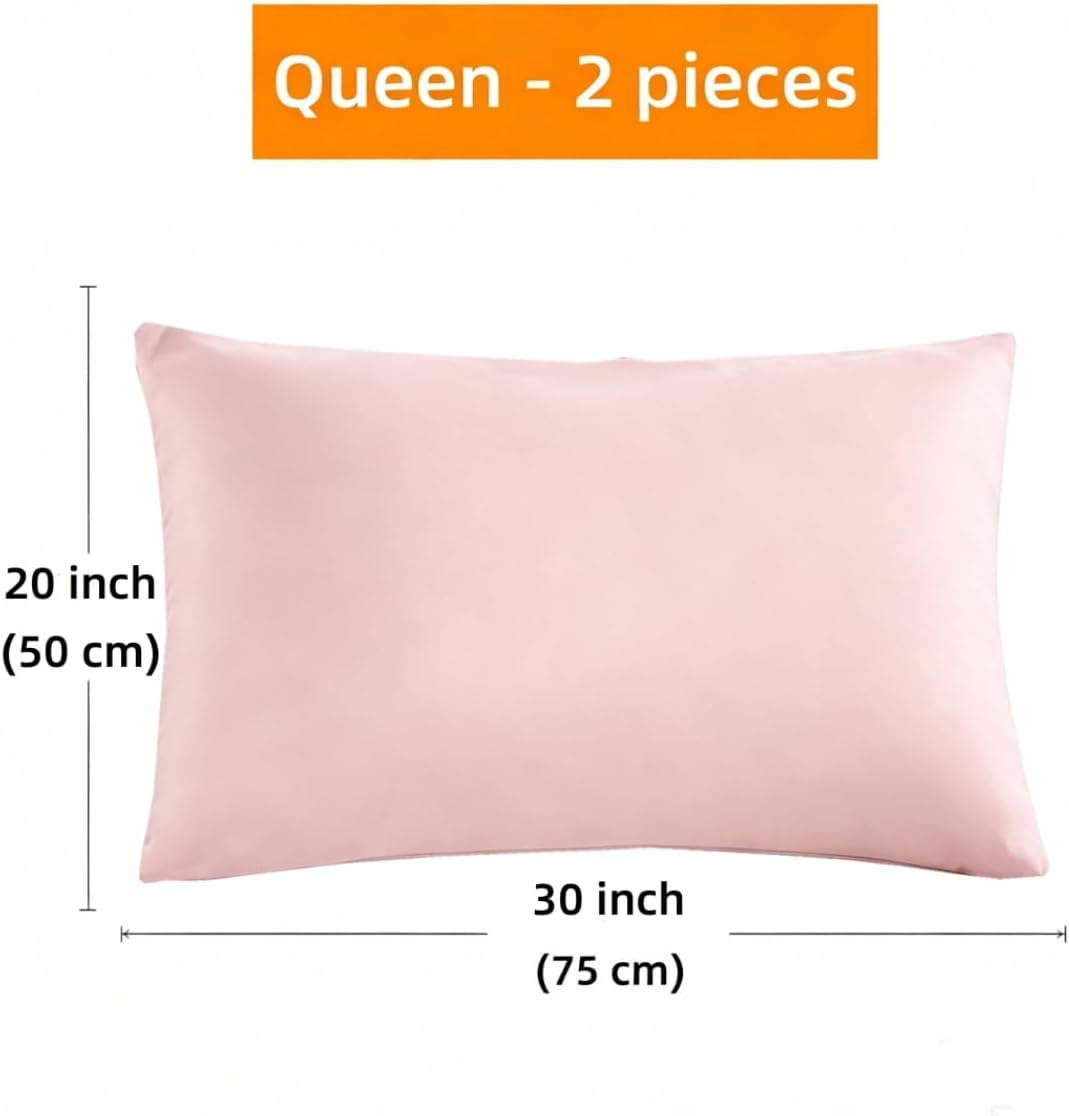 Mohap Zipper Pillowcase 2 Pieces Brushed Microfiber 1800 Hotel Quality Super Soft Pillow Cover No Shrinkage No Fade Pillow Protectors - Pink, Queen