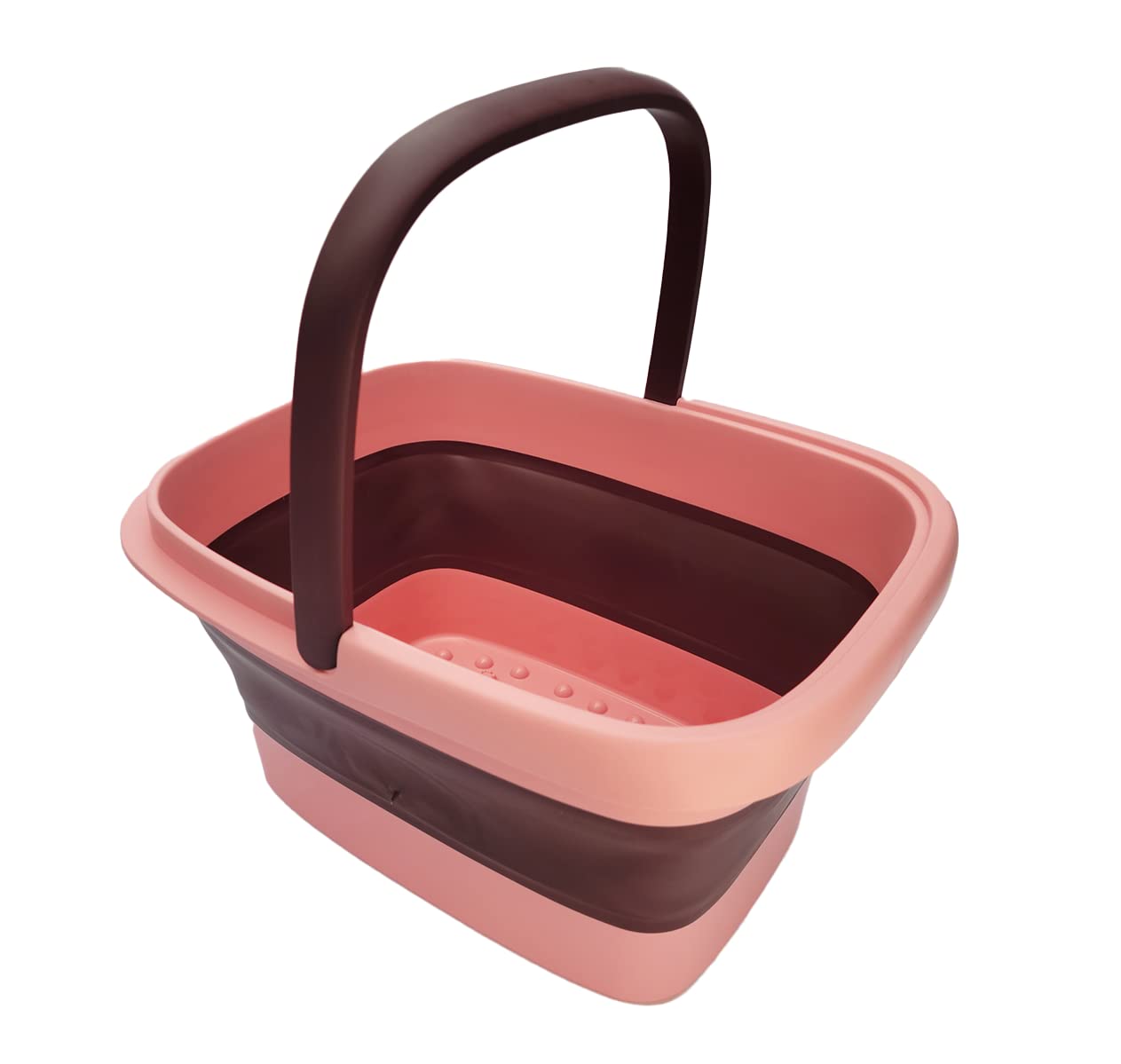 Collapsible Foot Soak Tub with Handle - Feet Soaking Tub - Pedicure Spa Foot Bath Basin - 4 Gallon Rectangular Polypropylene Bucket - Pink
