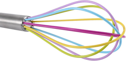 Manual Silicone Whisk Manual Eggs Beater Durable Kitchen Pastry Tools Cake Baking Utensil Mixer for Baking and Cooking, 12 inches, Pink