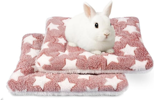2 Pack Bunny Bed - 10 x 13 Inch Rabbit Pee Pads Bedding - Washable and Thickness Upgrade(Pink,M)