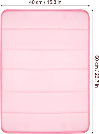Memory Foam Bath Mat Set - Non Slip, Absorbent, Soft Bath Rug Set - Fast Drying Washable Bath Mat - Size 15.8” x 24” (2, Pink)