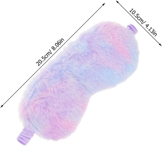 2pcs Plush Rabbit Eye Mask Light Blocking Sleep Mask with Soft Faux Fur and Silk Feel for Travel and Rest, Comfortable and Adult Sleeping Cover in Blue and Pink