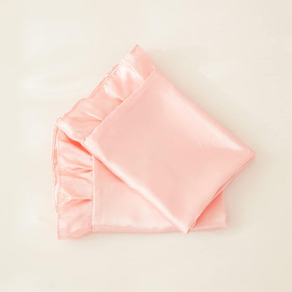 Pink Satin Pillowcases with Romantic Blush Ruffle, Silky Satin Pillow Cover 2 Pack, Super Smooth Lightweight, Farmhouse Lace Fringed Blush Pillow Shames, 20X40 Inches