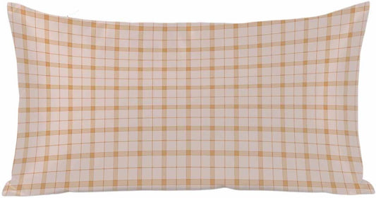 Cream Buffalo Plaid Pillow Cases Cal King Size, Modern Farmhouse Peach Pink Checkered Satin Pillowcase with Zipper for Hair/Skin, Decorative Pillow Covers for Bed/Couch/Sofa, 20x40 Inches