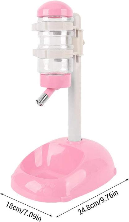 Automatic Standing Water Dispenser Bowl, Pet Adjustable Height Feeder for Water 500ml Capacity Standing Water Feeder with Detachable Bottles Ideal for Dogs Cats (Pink)