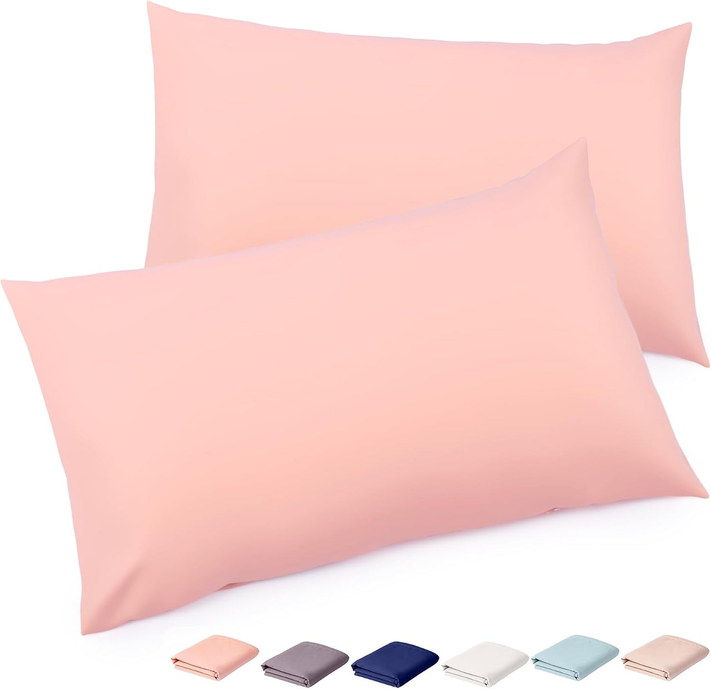 Microfiber Envelope Pillow Cases,Pillow Case,Peach Pink,Standard,Set of 2 | Brushed Pillow Cover,20x26 2 Pack Hypoallergenic Pillowcase for Sensitive Skin,Wrinkle Resistant Bed Pillowcases