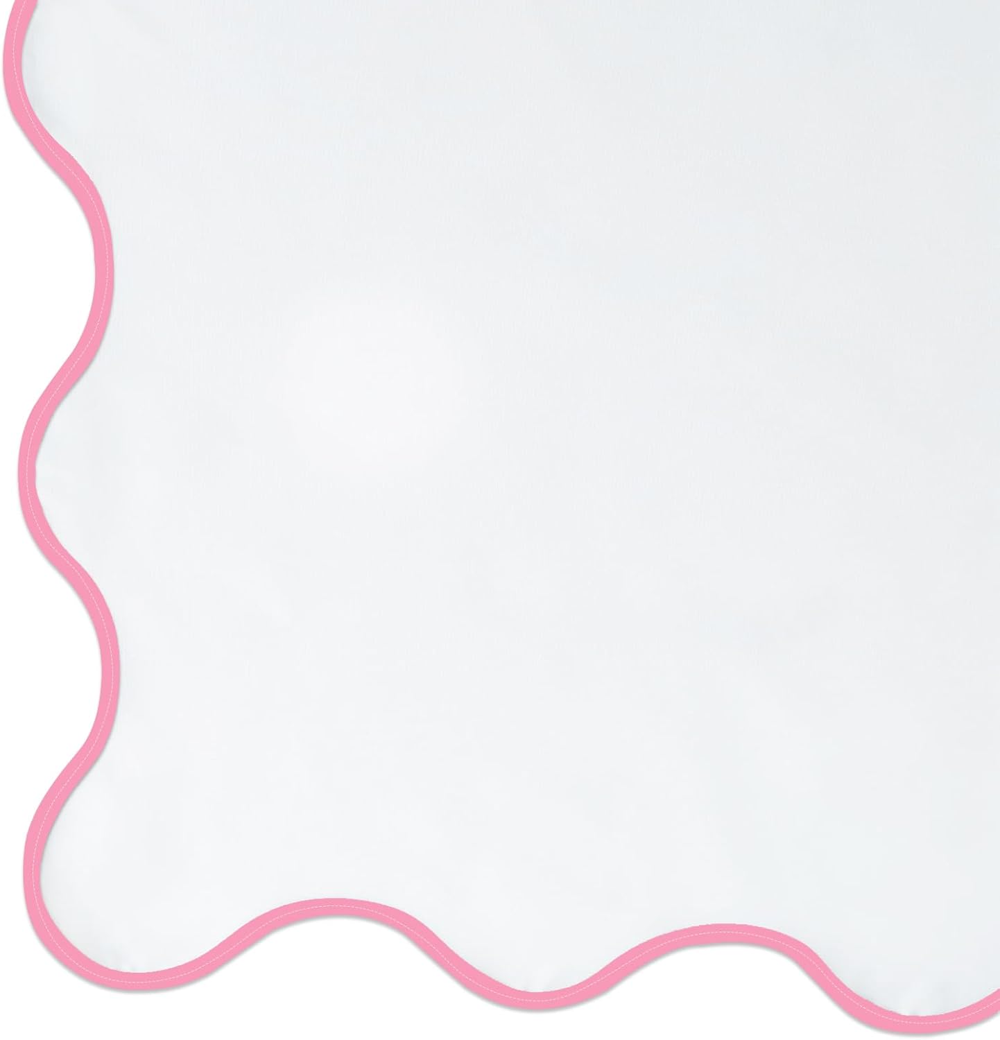 Pink and White Boho Cute Scalloped Shower Curtain, Long Modern Aesthetic Shower Stall Curtains for Bathroom, Luxury Waterproof Fabric, Girly Dorm Funky Pretty Elegant Bath Decor Sets (Pink, 84 x 72)