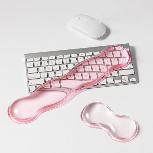 Gel Keyboard Wrist Rest Set, Clear Wrist Rest for Keyboard and Mouse, Ergonomic Keyboard Mouse Wrist Rest for Typing Pain Relief, Suitable for Office, Gaming, Computer, Laptop - Pink