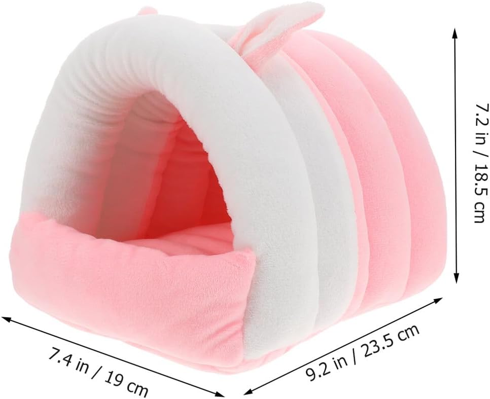 Abaodam Hamster Warm Nest Cotton Bed Small Pet Sleeping Cave Pink L Cozy Hideout for Guinea Pigs Rabbits Hedgehogs Chinchillas