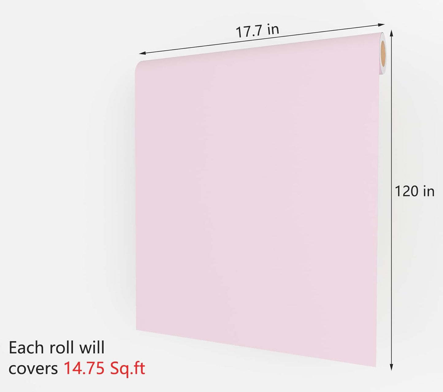 Decotalk Pink Wallpaper - Pink Peel and Stick Wallpaper for Bedroom Pinkish Wall Paper Vinyl Wrap 17.7x120 Inch Pinkish Contact Paper for Cabinets and Drawers Solid Color Vinyl Wrap Self Adhesive