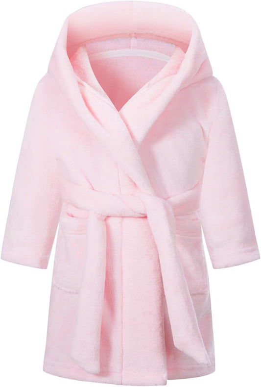 Girls Fleece Hooded Robe Warm Sleepwear for Toddler Kids Soft Fuzzy Bathrobe Gifts