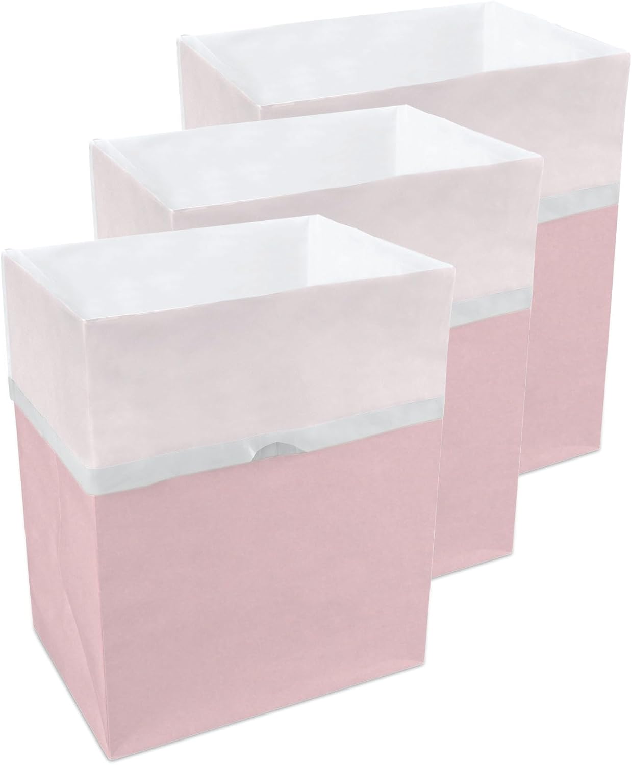 Clean Cubes 13 Gallon Disposable Pop-Up Trash Cans (3-Pack) with Fitted Bags – Foldable Garbage & Recycling Bins for Parties, Events & Kitchen (Pink, 17" H x 13.5" W x 10" D)