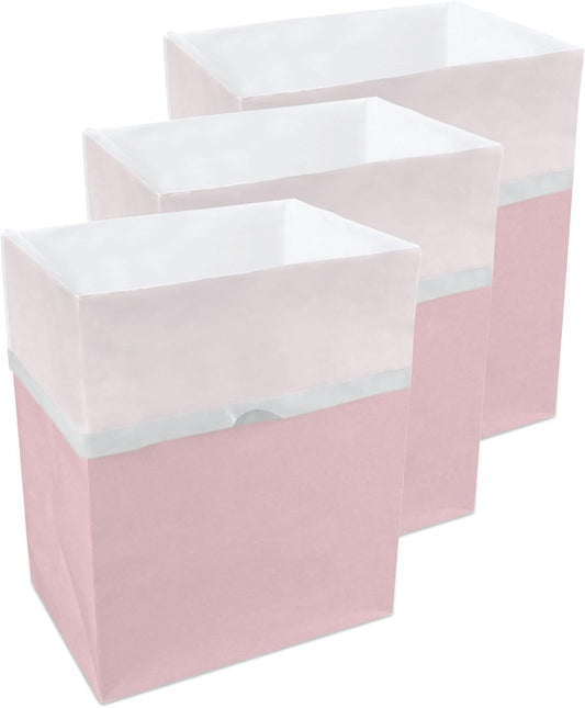 Clean Cubes 13 Gallon Disposable Pop-Up Trash Cans (3-Pack) with Fitted Bags – Foldable Garbage & Recycling Bins for Parties, Events & Kitchen (Pink, 17" H x 13.5" W x 10" D)