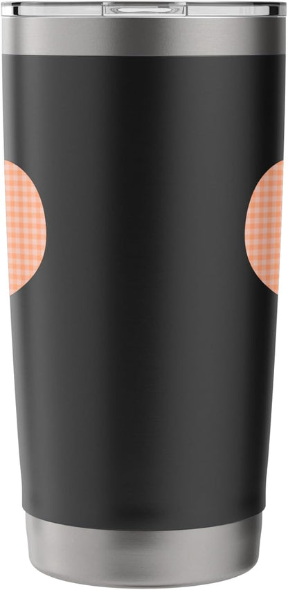 Cute Pastel Coral Peach Plaid Gingham Checkered Pattern Stainless Steel Insulated Tumbler