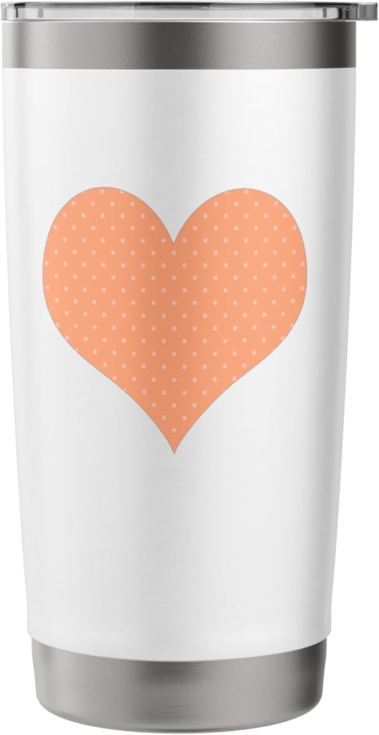 Cute Pastel Coral Peach Boho Minimal Tiny Polka Dot Pattern Stainless Steel Insulated Tumbler