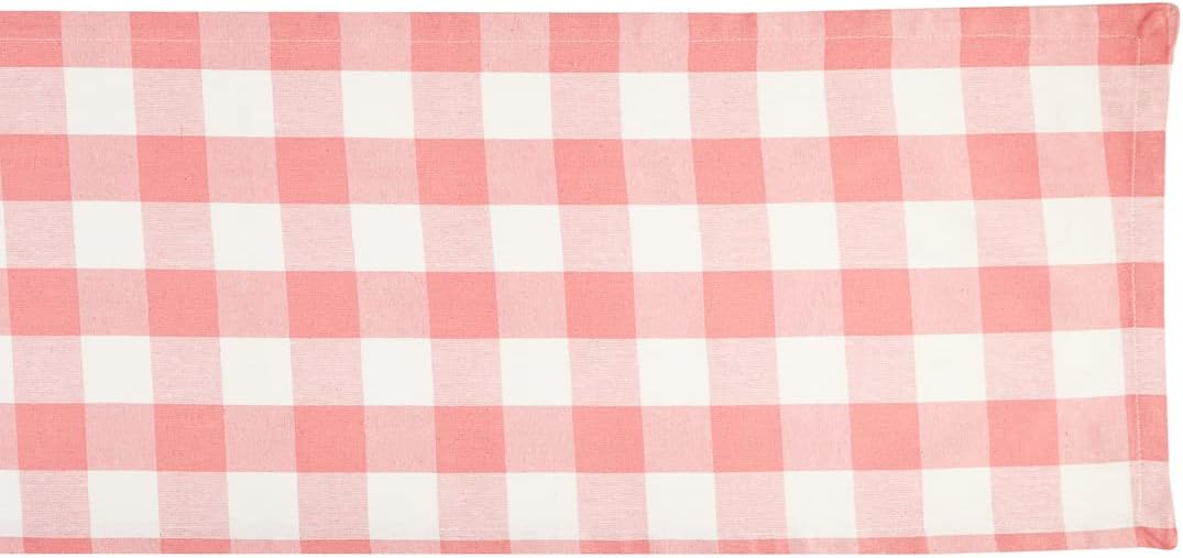 DII Buffalo Check Collection, Classic Farmhouse Table Runner, 14x108, Pink & White