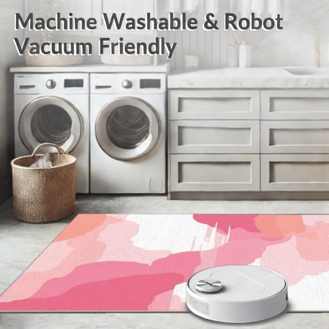 Design&I 8'x10' Easy Clean Abstract Abstract Massive Rug, Coral Sleek Flatweave Pet Friendly Built-in Grip Mat for King Size Bedroom, Master Suite, Under Bed | 2141924