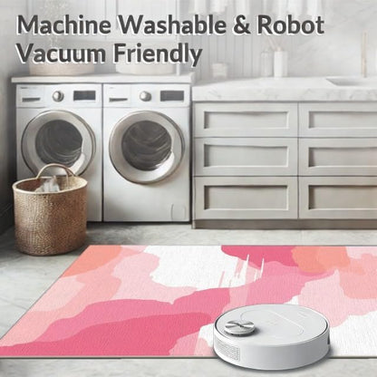 Design&I 8'x10' Easy Clean Abstract Abstract Massive Rug, Coral Sleek Flatweave Pet Friendly Built-in Grip Mat for King Size Bedroom, Master Suite, Under Bed | 2141924