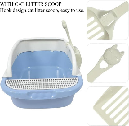 Open Top Cat Litter Box - Easy Clean Cat Toilet for Kittens & Adult Cats, Household Pet Supplies(Pink)