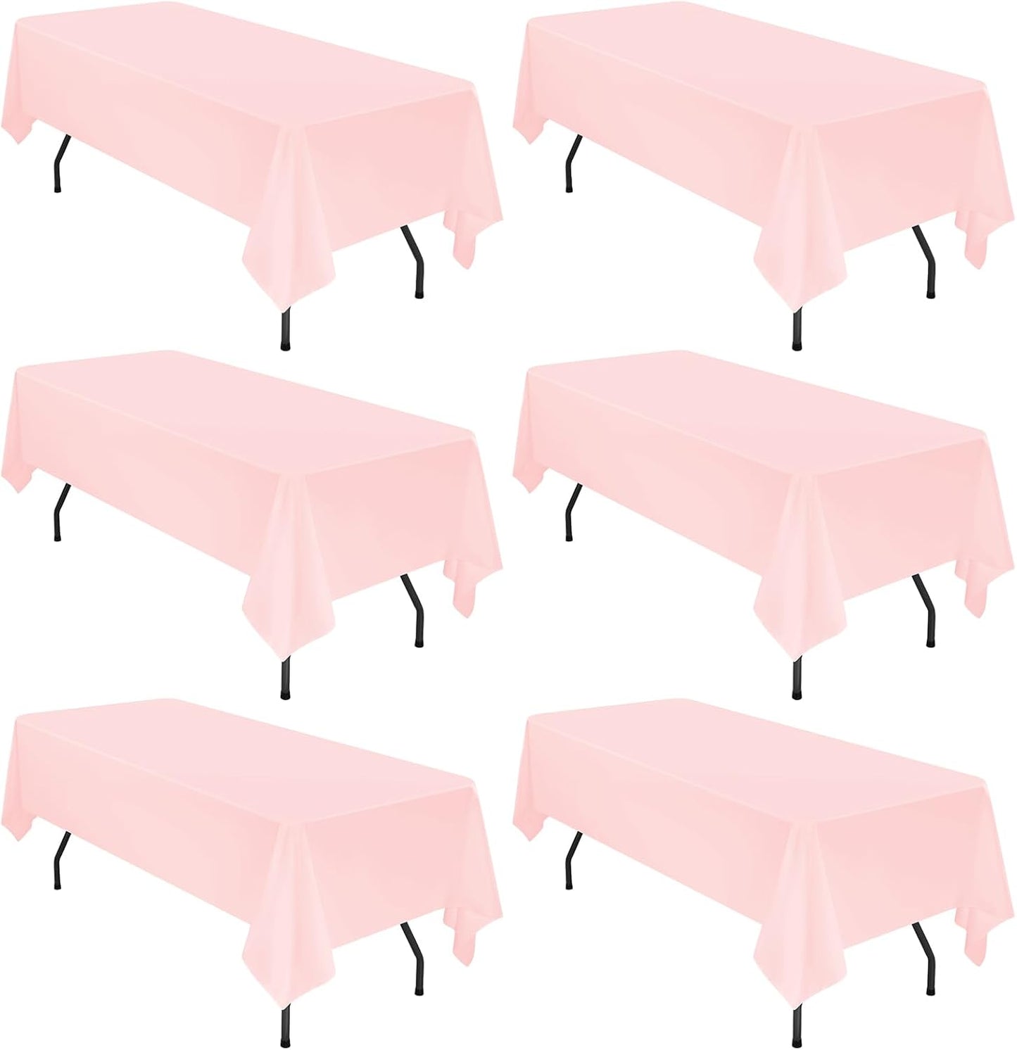 YMHPRIDE 6 Pack Pink Polyester Tablecloths, 60 x 102 inch, Rectangular, Wrinkle Resistant, for 6FT Tables, Parties, Weddings, Banquets, Indoor/Outdoor Use