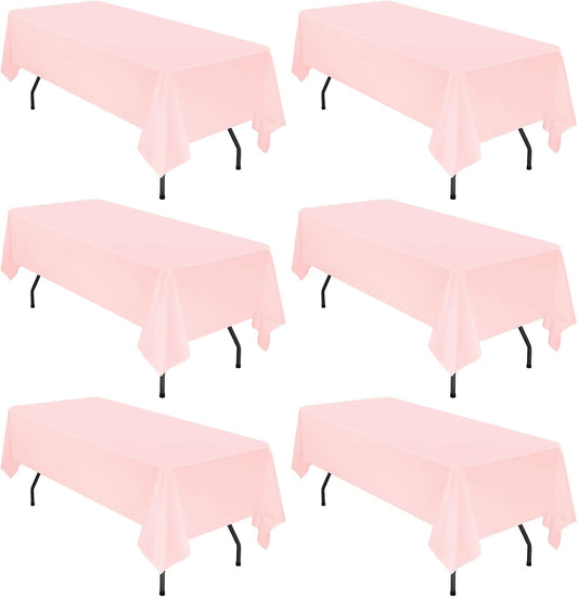 YMHPRIDE 6 Pack Pink Polyester Tablecloths, 60 x 102 inch, Rectangular, Wrinkle Resistant, for 6FT Tables, Parties, Weddings, Banquets, Indoor/Outdoor Use