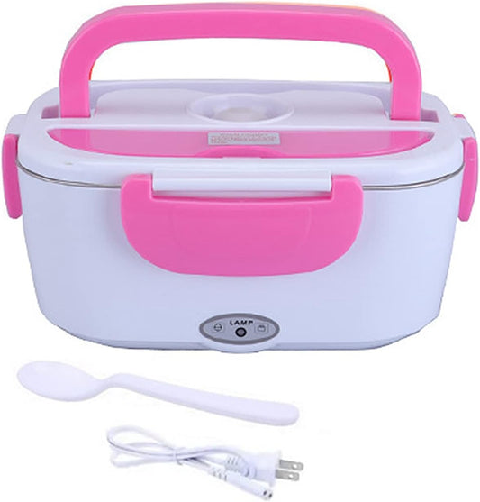 Electric Lunch Box, Portable Food Warmer and Heater Lunch Box for Home Kitchen Travel with Spoon, Liner, Dish Box, Pink 110V US Plug