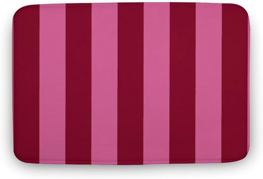 Pink Stripe Prints Bathroom Rugs, Non Slip & Absorbent Bath Mat Carpets for Bathroom, Entryway or Sink 16" x 24"