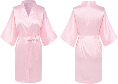 Women's Pure Short Silky Robes Bridesmaid Bride Party Satin Robes Sleepwear