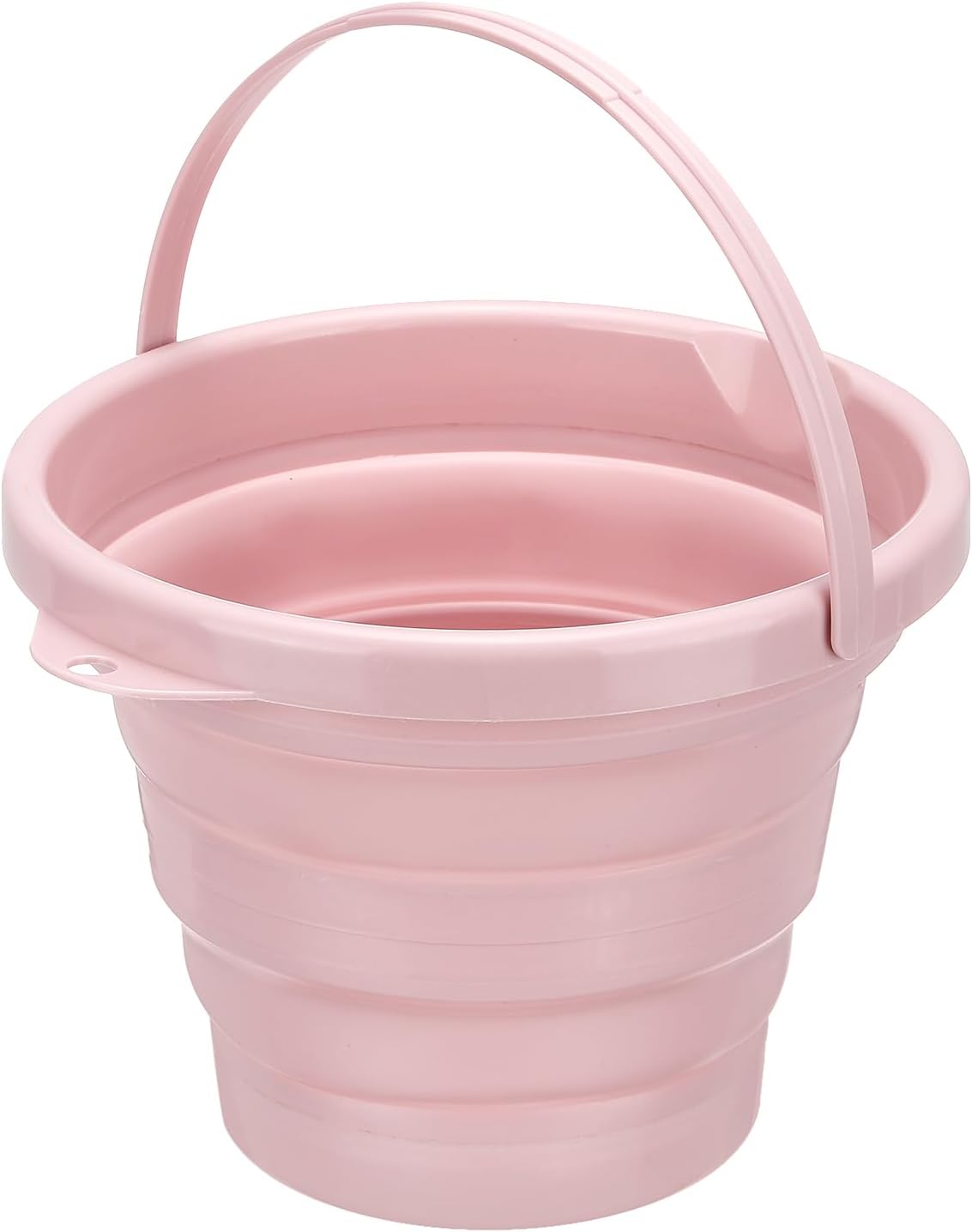 PATIKIL Collapsible Bucket 5L/1.3Gallon, Small Foldable Bucket Portable Plastic Round Tub for House Cleaning Car Washing Camping Fishing, Light Pink