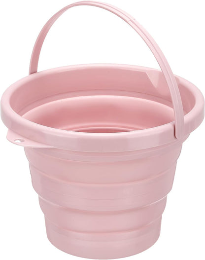 PATIKIL Collapsible Bucket 5L/1.3Gallon, Small Foldable Bucket Portable Plastic Round Tub for House Cleaning Car Washing Camping Fishing, Light Pink