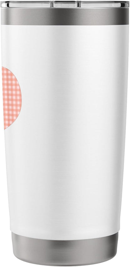 Cute Coral Peach Gingham Check Plaid Checkered Pattern Stainless Steel Insulated Tumbler