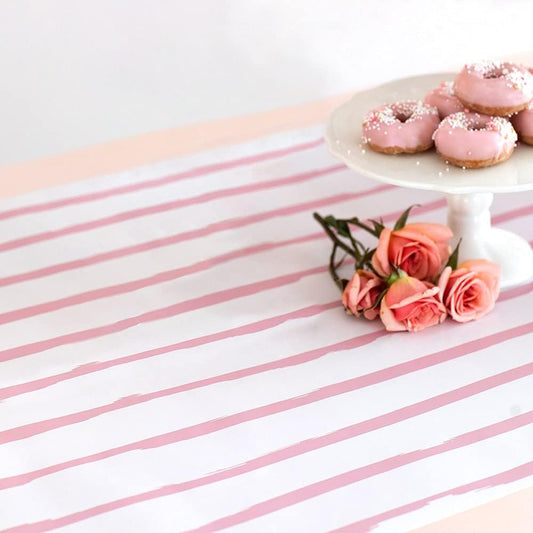 WEDDINGSTAR Decorative Paper Table Runner 25' (L) x 20" (W) - Light Pink Stripe