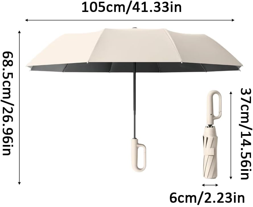 RAINPOT Umbrella for Rain & Sun, Automatic Folding UV Umbrellas with Ring Handle, Compact Reverse Umbrella, UV-Blocking Canopy, Wind and Water Resistant Design for Daily Commute & Travel