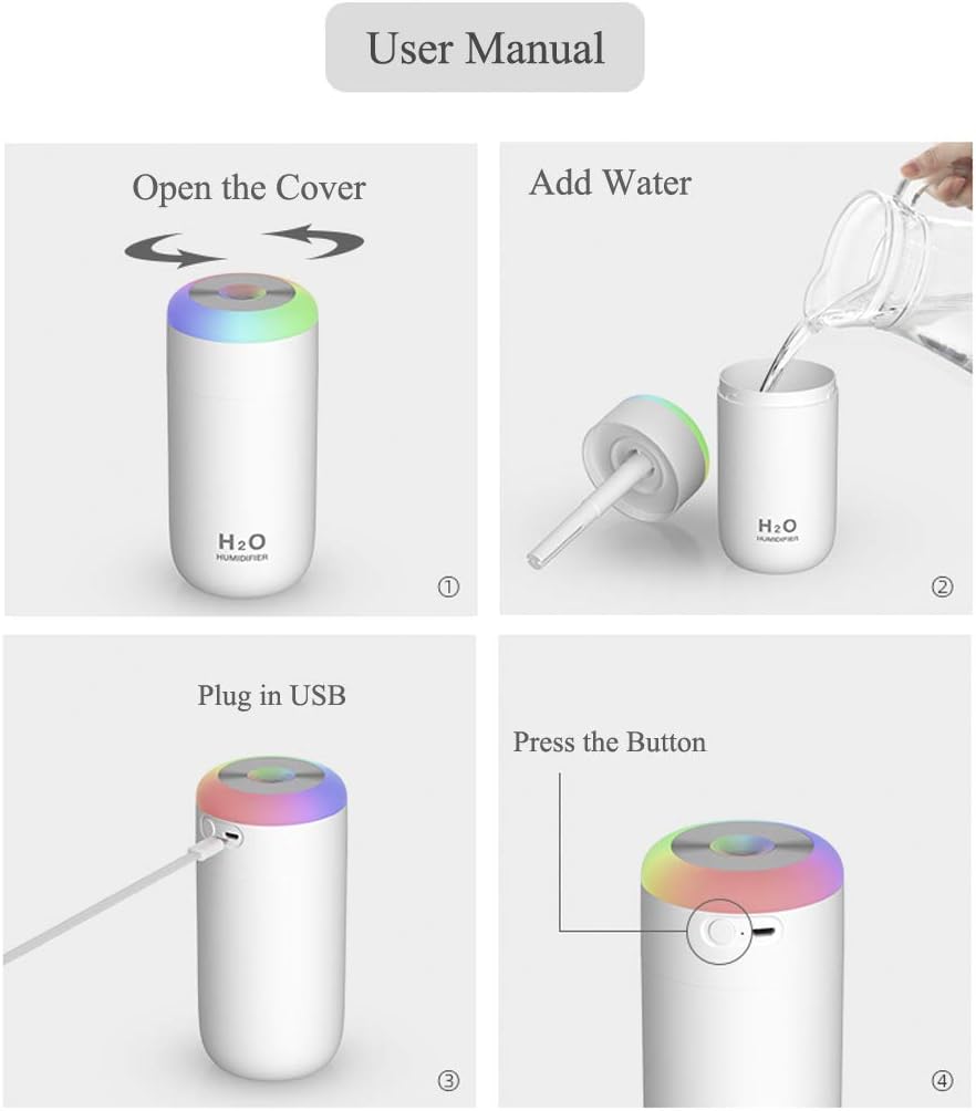 Mini Humidifier, 350ml Small Humidifier for bedroom, desk, portable, travel, plant (Pink)
