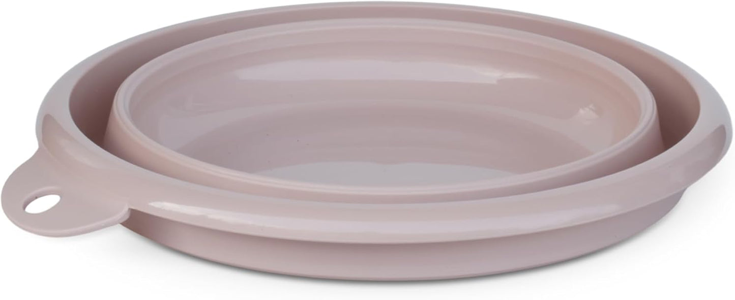 Collapsible Wash Basin Set (2 Pack) - Round Portable Foldable Plastic Basins for Laundry, Travel, Camping - Small & Medium Sizes (Pink)