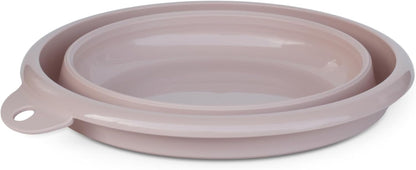 Collapsible Wash Basin Set (2 Pack) - Round Portable Foldable Plastic Basins for Laundry, Travel, Camping - Small & Medium Sizes (Pink)