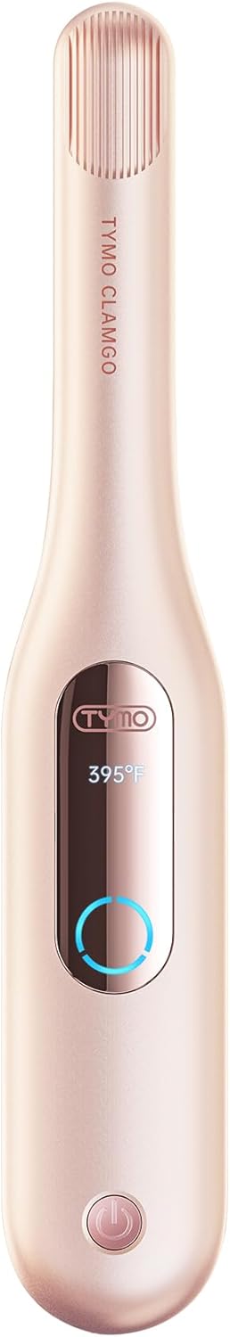 TYMO Mini Flat Iron for Short Hair, Portable Curling Iron for Travel, Hair Straightener and Curler 2 in 1, Small Pencil Flat Iron with Curved, Pink