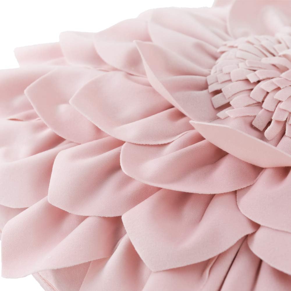 OiseauVoler Decorative 3D Flower Throw Pillow Covers Handmade Pillowcases for Sofa Bed Home Room Decor 18 x 18 Inch Light Pink