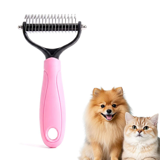 2026 New Dematting Comb for Dogs and Cats, Undercoat Rake Pet Brush for Long Hair, Deshedding Dog Brush Removes Tangles Knots and Loose Fur, Pet Grooming Tool for Thick Coats (Pink L)