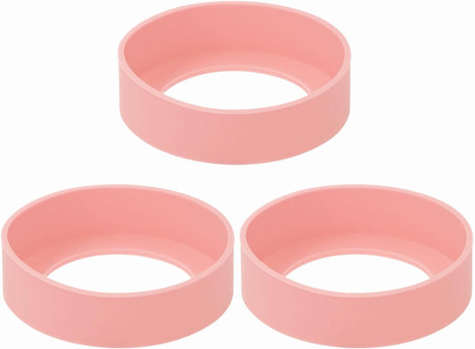 ONLYKXY 3pcs 6.5cm Silicon Protective Cup Mat Sleeve Heat-Resistant Bottle Holder Rubber Coaster Tumblers Protector Base Pad Non-Slip Bottom Cover Ring Accessories for Thermos (Light Pink)